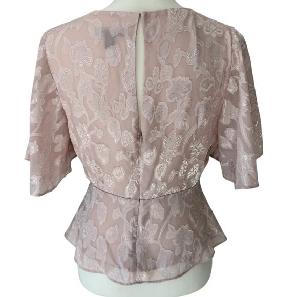 EXPRESS Top Womens Small Pink Y2K Peplum Floral Fairy Feminine Cinch Waist - Picture 3 of 11